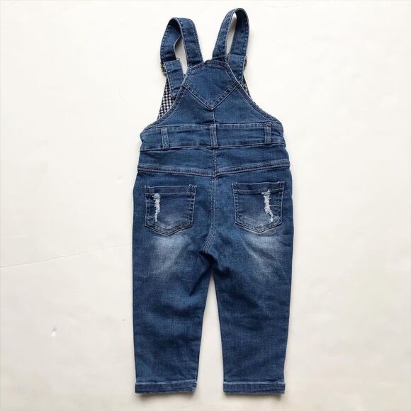 Blue distressed denim overalls EUC 2T - Picture 4 of 5